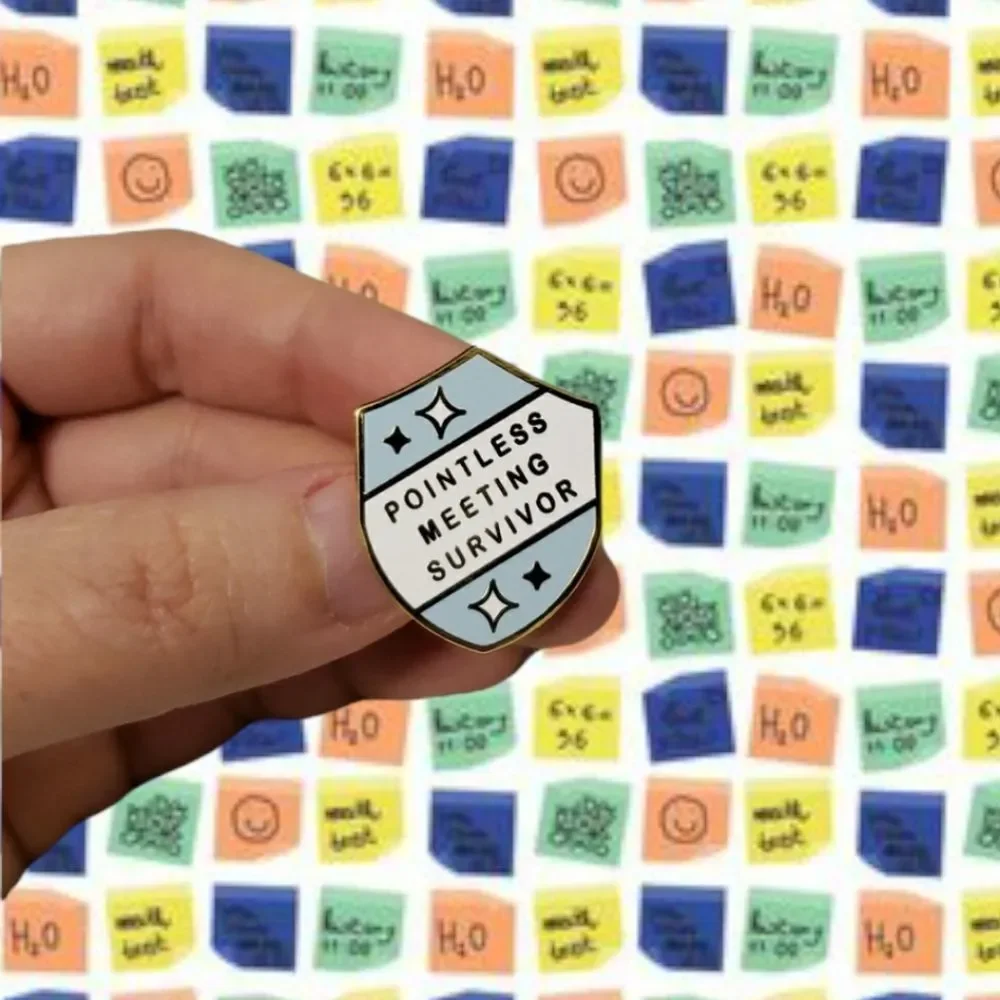 🕐Pointless meeting survivor badge enamel pin - Picture 6 of 7